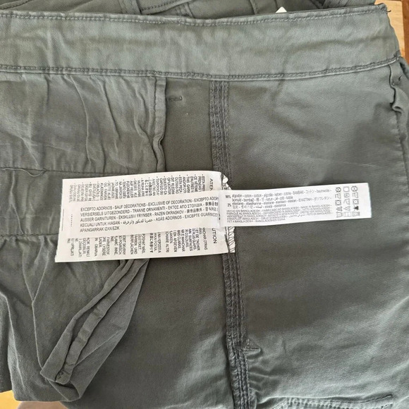 Zara Army Green High Waist Tapered Leg Stretch Cotton Cargo Pants Size 31 - Picture 12 of 12